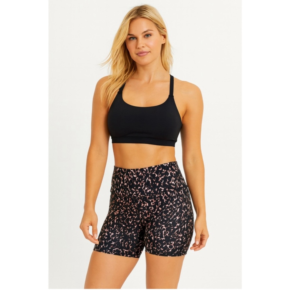 Women's Black and Pink Athletic Shorts